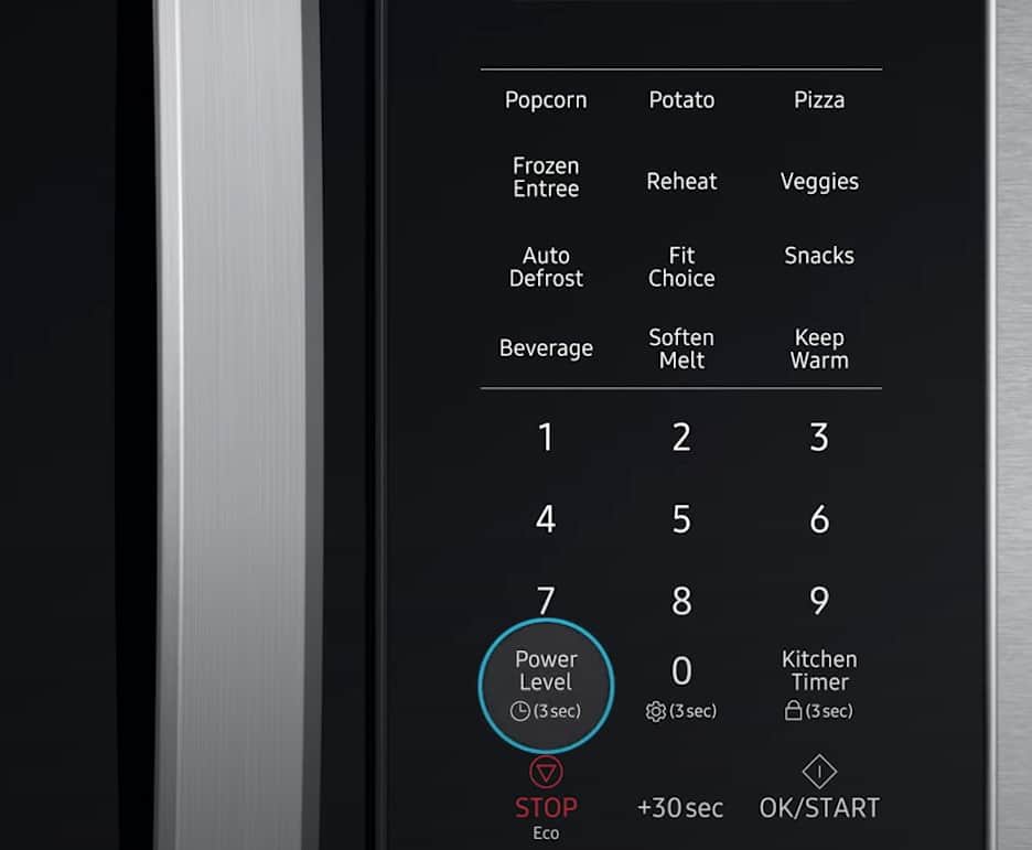 Samsung ME19R7041F clock setup using power level button