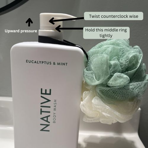 how to open native body wash pump