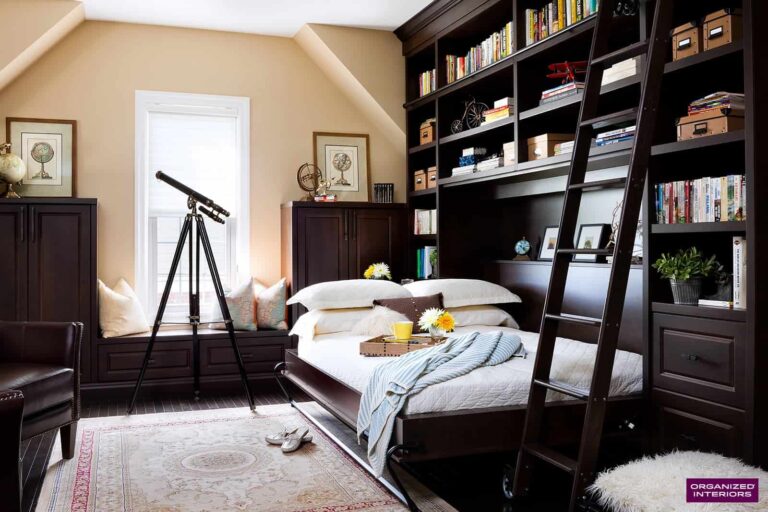 dark black wall attached murphy bed