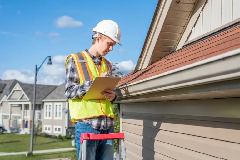 a person inspecting roof