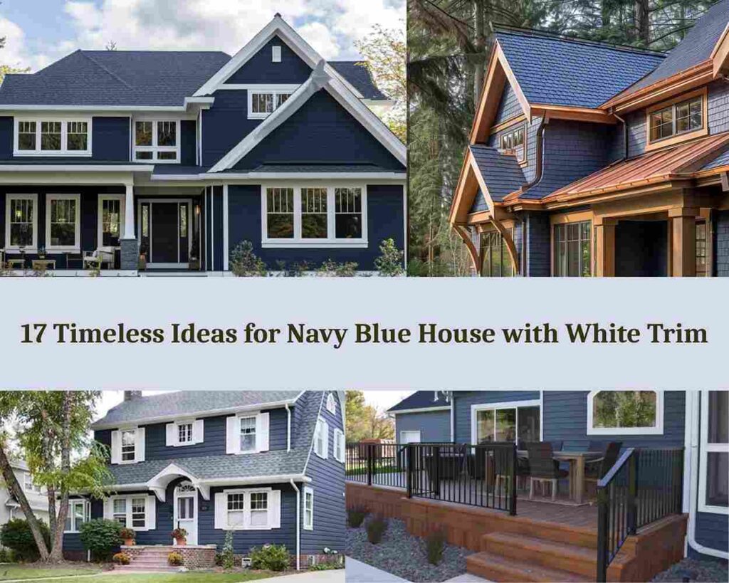 17 Timeless Ideas for Navy Blue House with White Trim
