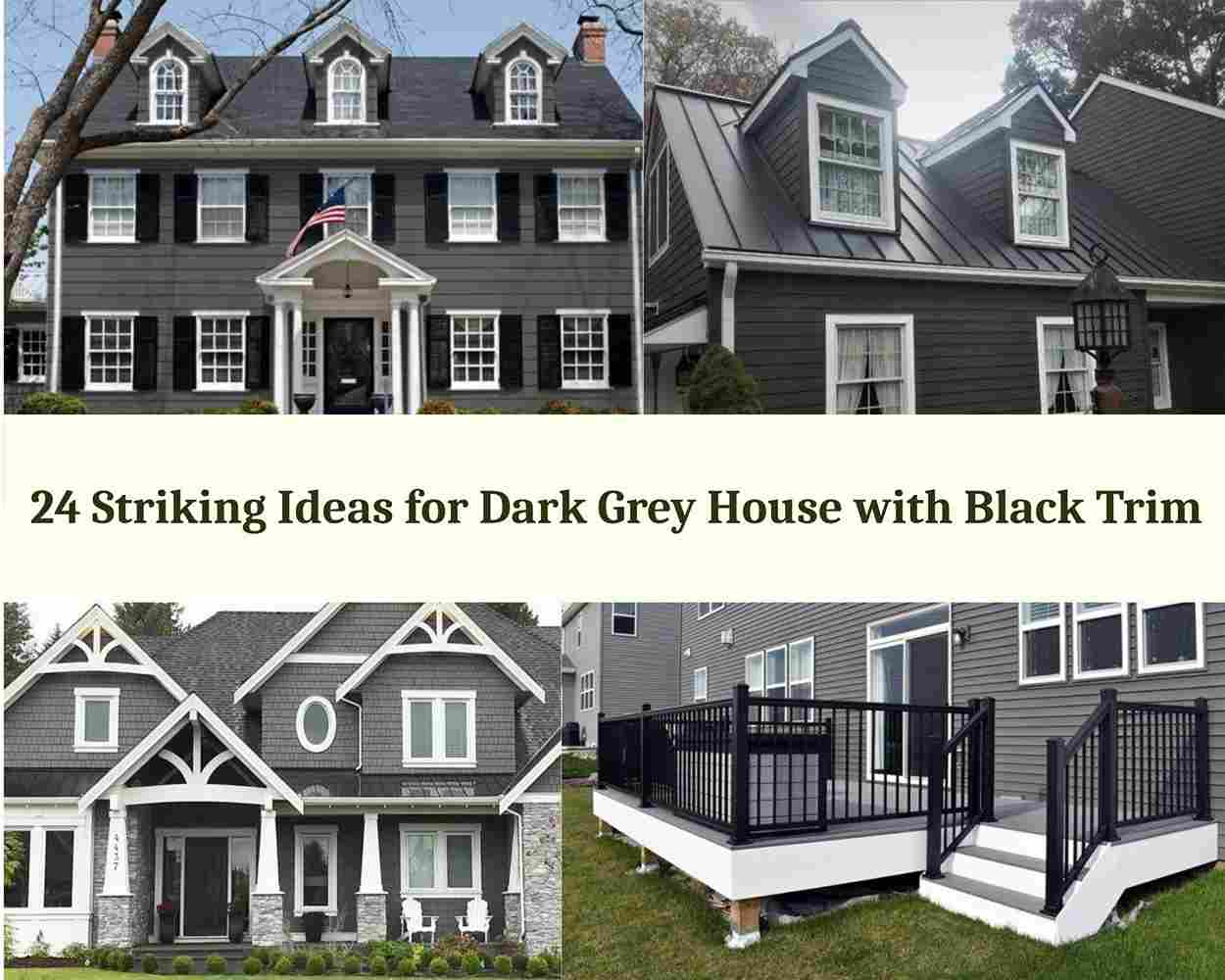 24 Striking Ideas for Dark Grey House with Black Trim - Tangy House