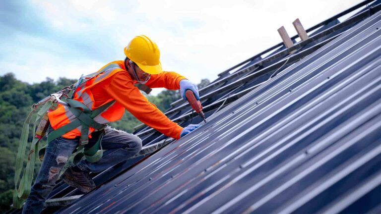 an image showing person repairing roof