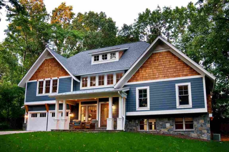 Dark Blue House with Cedar Trim Featured image