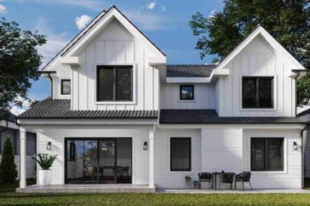 22 Classic Ideas for White House with Black Trim and Wood Accents ...
