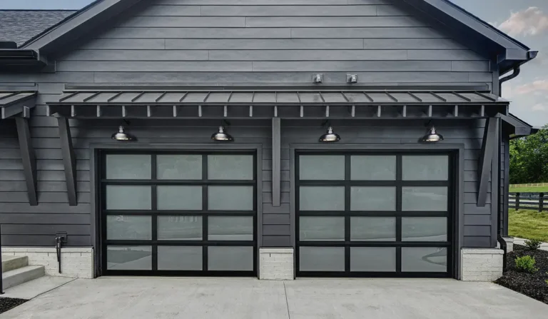 an image of a black garage door