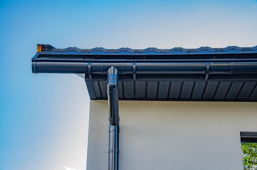 White house with blue gutter