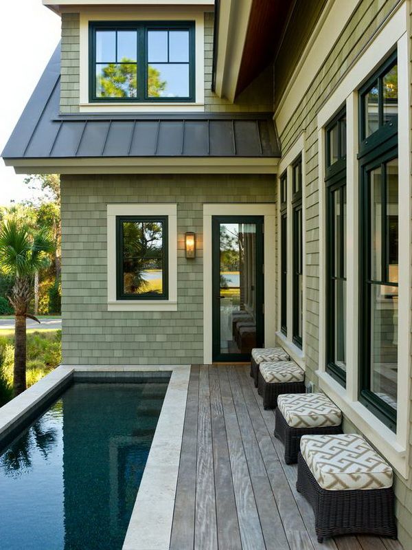 Green house with black glass windows