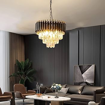 A black house with gold crystal above the wall