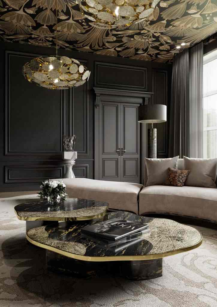 A living room with sofa and table flower on the table