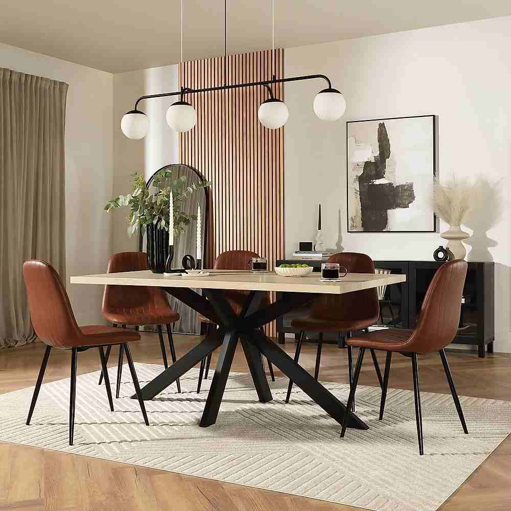 Tan brown chairs with table in grey living room and wooden floor