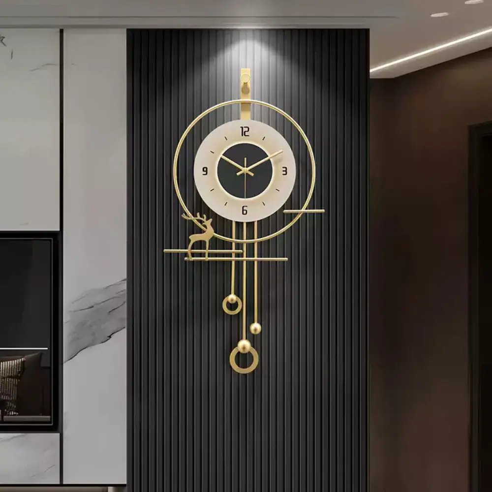 A black wall with gold watch