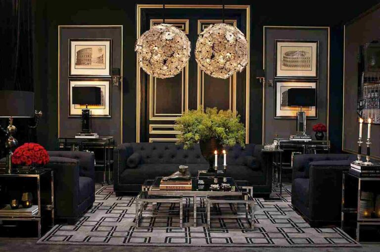 black and gold living room Featured image
