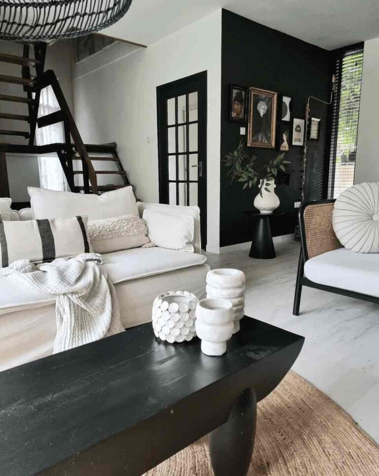 black and white living room featured image