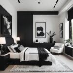 feminine black and white bedroom featured image