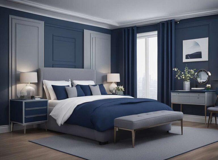navy blue and grey bedroom ideas featured image