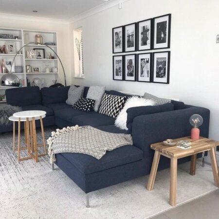 20 Modern Grey and Navy Living Room Designs - Tangy House