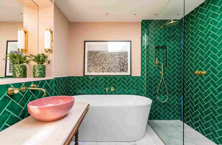 pink and green bathroom featured image