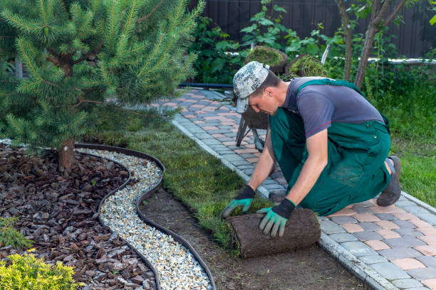 The Weekend Gardener: 5 Smart Ways to Automate Your Yard Maintenance a-gardner-is-installing-rolled-up-sections-of-sod-in-a-garden-area