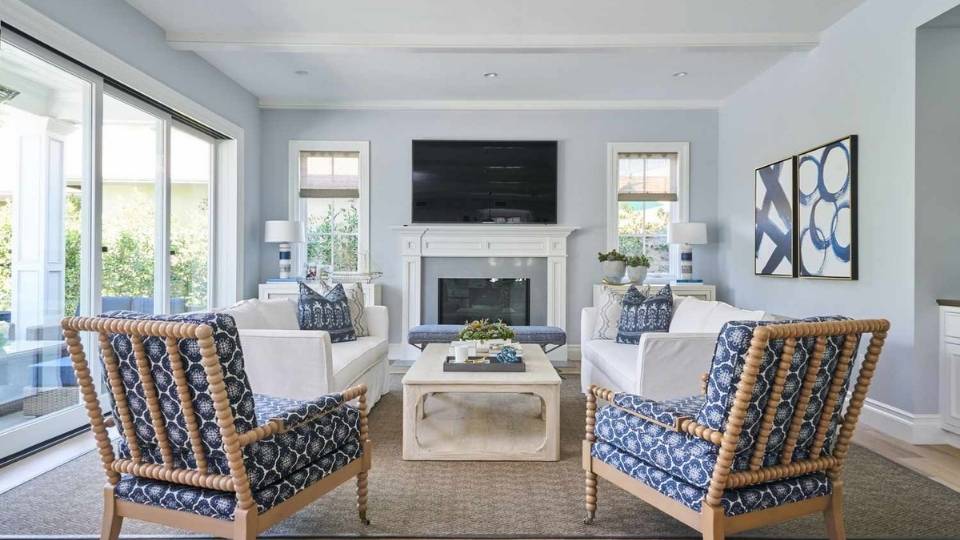 Blue Accents with Grey living room