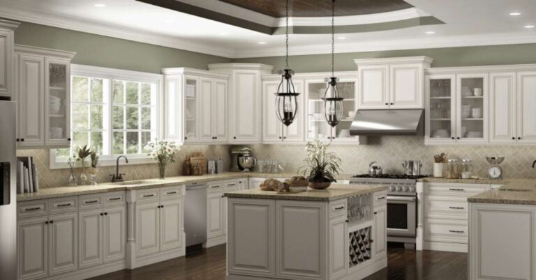 modern-kitchen-features-white-upper-and-lower-cabinets-some-with-glass-fronts