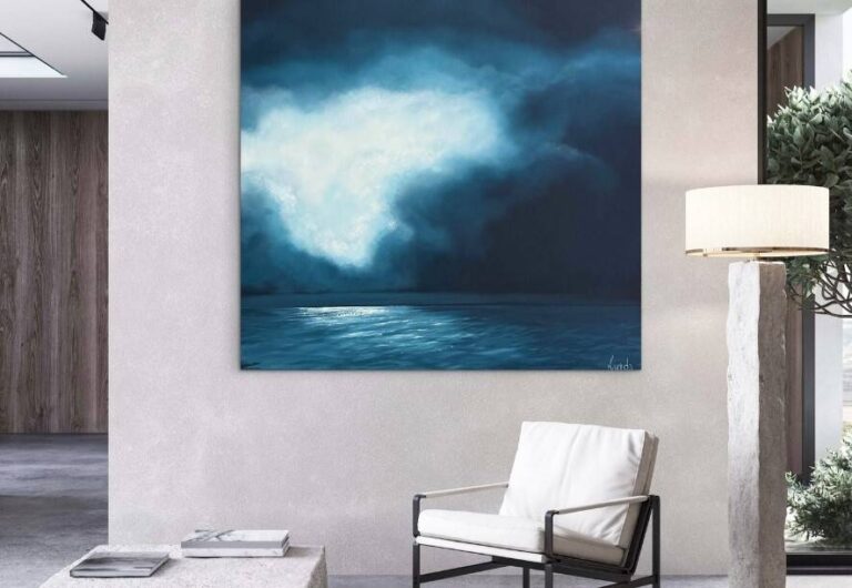 How to Choose Your First Original Artwork for Your Home a-large-striking-oil-painting-displayed-in-a-modern-living-space