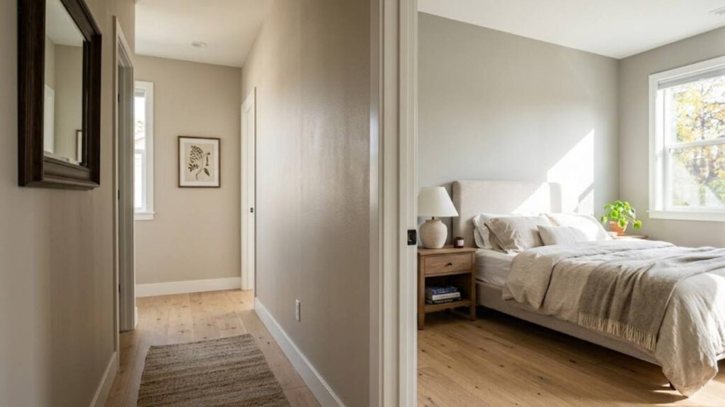 An Image of Accessible Beige, Alpaca Color in the Bedroom and hall