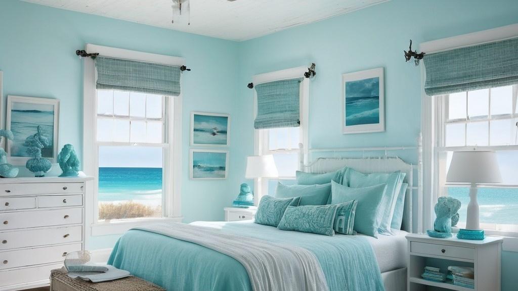 An Image of Badroom Painted with cyan color