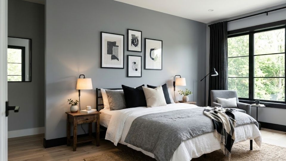 An Image of Black Color with Gray Walls