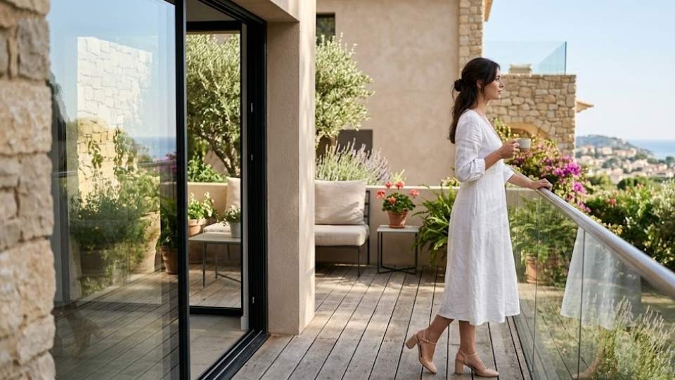 An Image of Nude Heels with a white dress