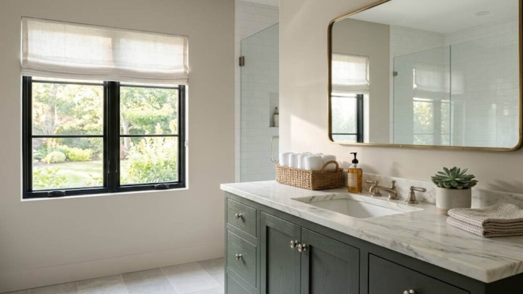 An Image of SW Pewter Green, Alpaca Color in the Bathroom