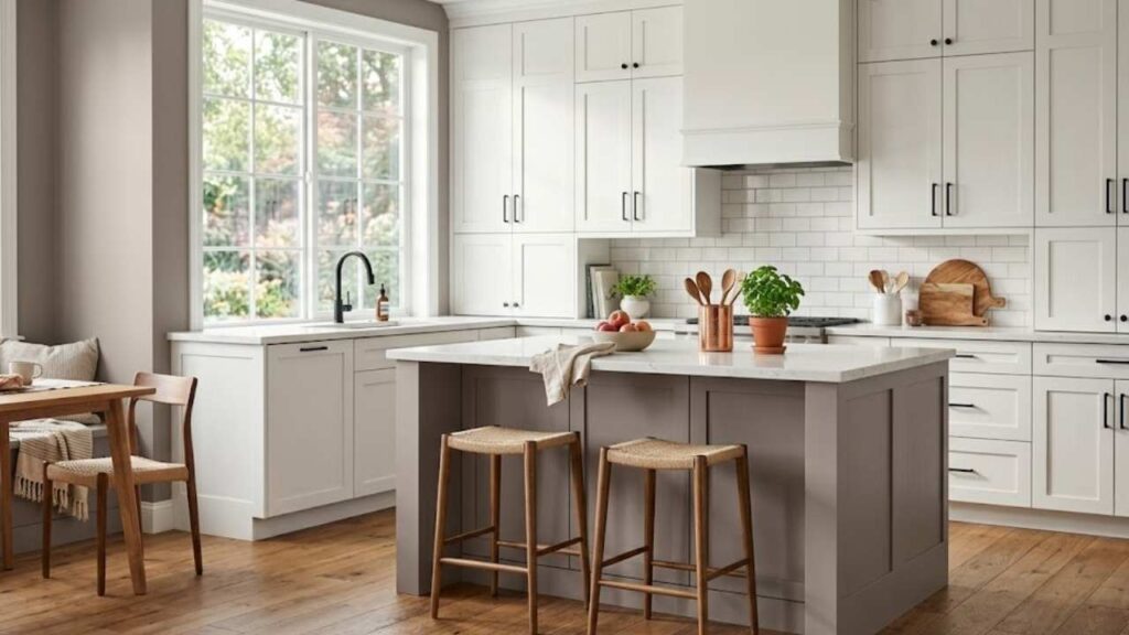 An Image of SW Simple White color in the Kitchen cabinets