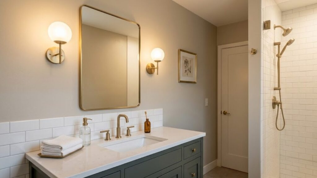 An Image of Sherwin Williams Alpaca Color in the Bathroom