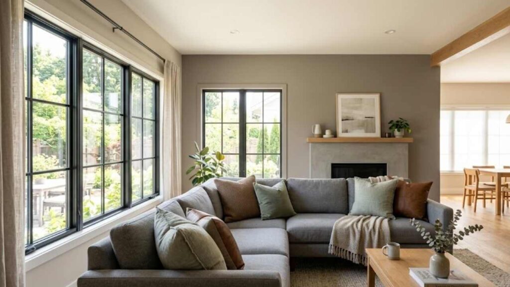 An Image of Sherwin Williams Alpaca Color in the Living room