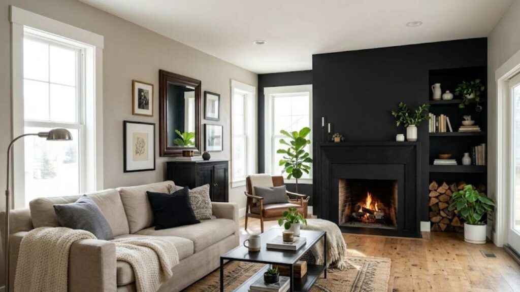 An Image of Tricorn Black, Alpaca Color in the Living room