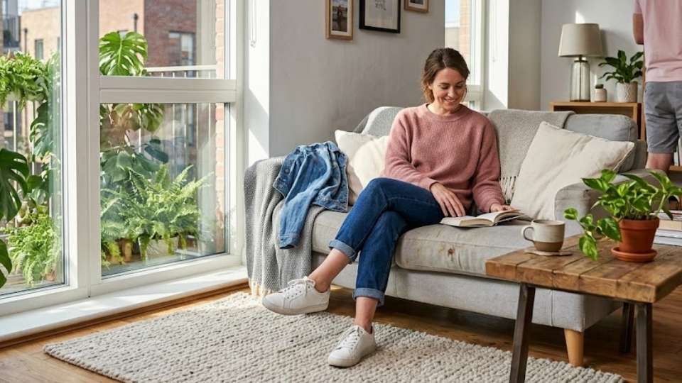 An Image of pink shirt with Denim Jeans