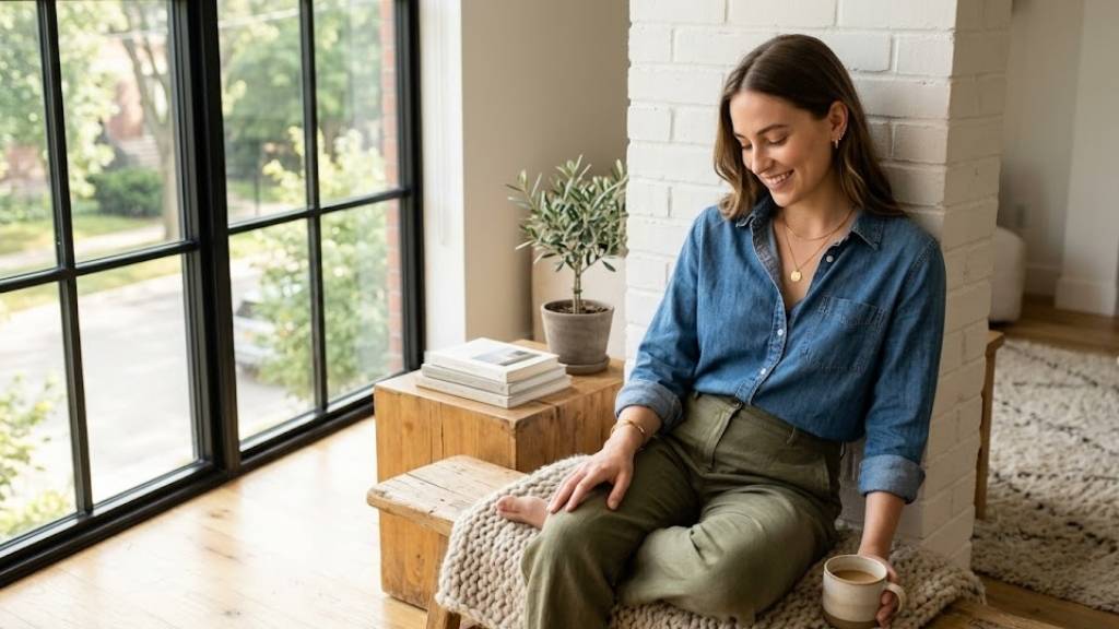 Image of Women Wearing Casual dress With Gold Jewelry