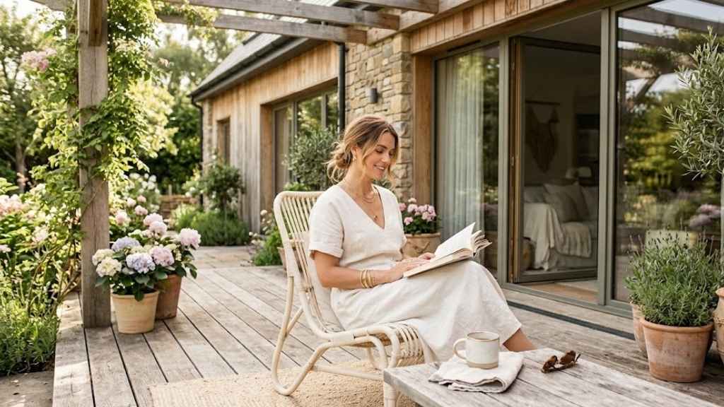 Image of Women Wearing Summer dress With Gold Jewelry
