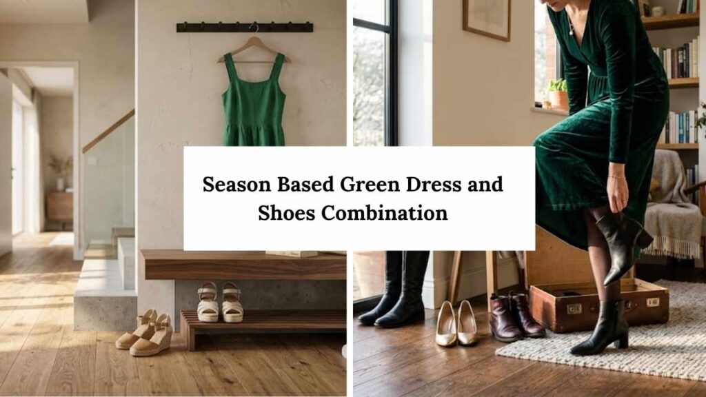 Season Based Green Dress and Shoes Combination