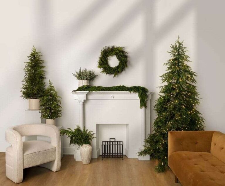 beautifully-decorated-modern-farmhouse-living-room-featuring-holiday-decor-with-artificial-cypress-trees