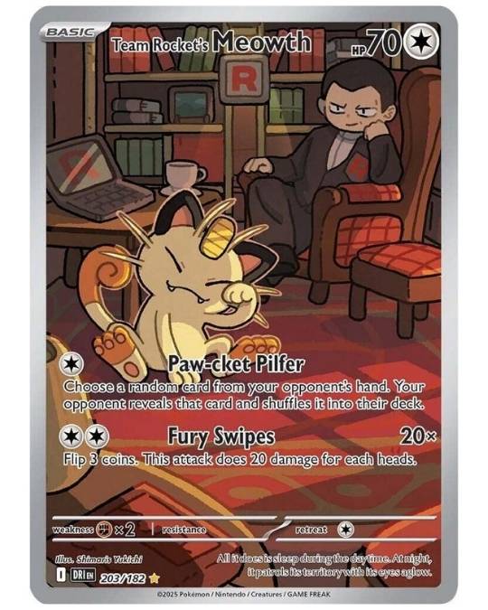 An Image Showing Team Rocket's Meowth - Illustration Rare Card