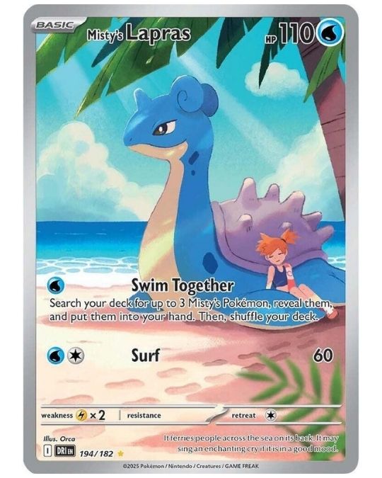 An Image Showing Misty's Lapras - Illustration RareCard