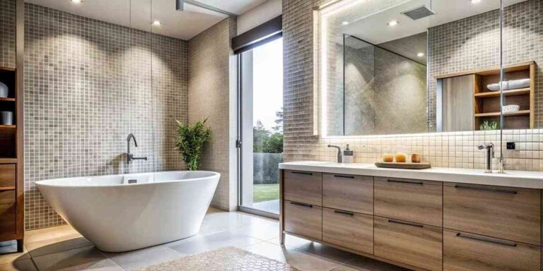 Bathroom Upgrades That Help a Home Feel More Valuable a-modern-bathroom-features-bathtub-serves-as-the-rooms-central-focal-point-set-against-a-backdrop-of-textured-wall-tiles