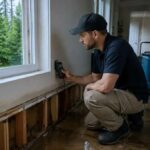a-professional-water-damage-restoration-technician-crouched-inside-a-home-and-holding-handheld-moisture-meter