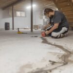 a-man-wearing-safety-glasses-kneeling-on-a-concrete-basement-floor-he-appears-to-be-working-on-repairing-or-sealing-a-long-winding-crack